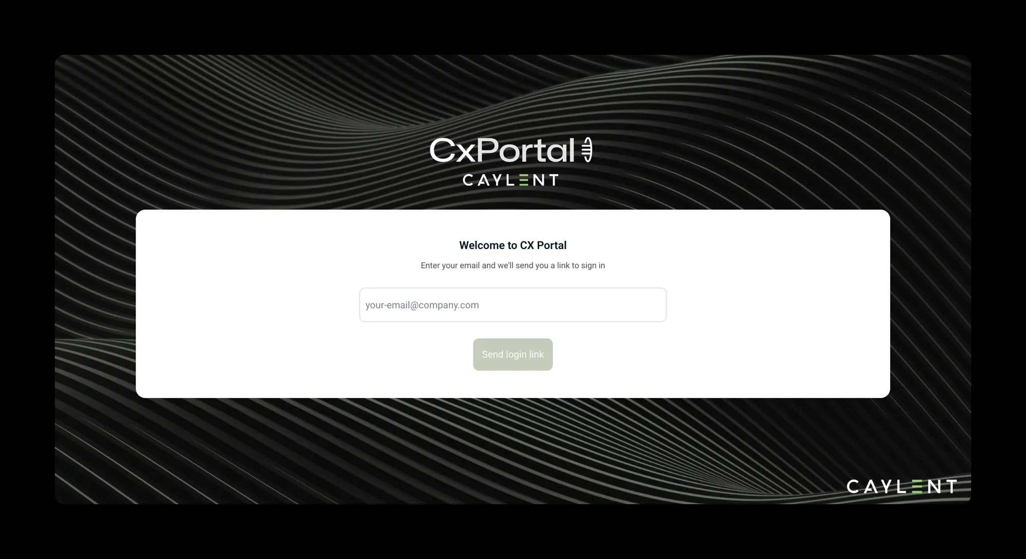 The CX Portal sign-in page, asking for an email address to send a login link to